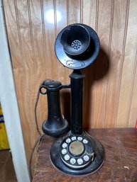 Antique Kellogg Candlestick Telephone Wall/Desk Phone Black Metal Rotary