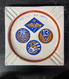 Vintage, Ceramic Ashtray Featuring The Insignia Of The Far East Air Forces From The World War II Era