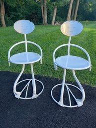 Pair Of Vintage John Risley Style Anthropomorphic 'People' Face Chairs – Sculptural Metal