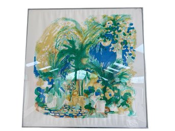 Framed Lithograph Titled 'The Palm Garden' By Artist Ronald Julius Christensen.