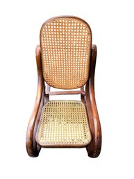 Vintage Thonet-style Bentwood And Cane Rocking Childs Chair