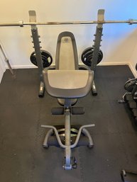 Gold's Gym Platinum Adjustable Weight Bench With Barbell Rack & Weight Plates