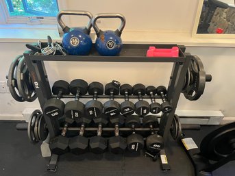 Home Gym Weight Set With Dumbbells, Kettlebells, Weight Plates & Storage Rack