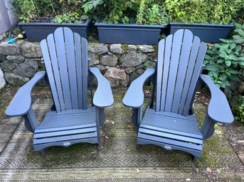 Pair Of Leisure Line Adirondack Outdoor Patio Chairs – Dark Gray Poly Lumber