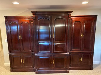 Stickley Cherry Wood Armoire Three Piece Entertainment Center Shelf Unit