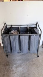 4-Bag Rolling Laundry Sorter Hamper Cart – Heavy-Duty Metal Frame With