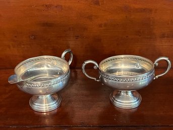 Vintage Crown Sterling Silver Weighted Creamer & Sugar Bowl Set – 212 Grams Gross