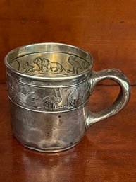 Vintage Sterling Silver Child's Cup / Mug – Animal Safari Noah's Ark Motif – 84 Grams
