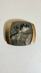Vintage Western Brass And Pewter-tone Belt Buckle