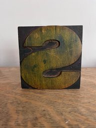 Vintage Wooden Letterpress Printing Block Featuring The Letter S