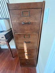 Antique American Four-drawer Oak File Cabinet