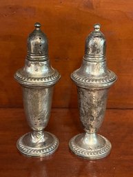 Pair Of Sterling Weighted Silver Salt & Pepper Shakers – Rope Edge - 99 Grams