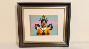 Framed Folk Art Style Painting Print