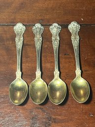 Set Of 4 Ornate Sterling Silver Monogrammed Teaspoons – 42g Total