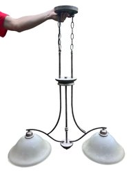 2 Light Rustic Hanging Pendant Chandelier Frosted Glass Shades Farmhouse Fixture