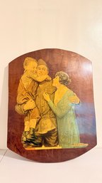 Vintage World War I Patriotic Wood Plaque