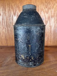 Antique Painted Tin Canister Or Caddy