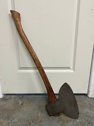 Antique Blacksmith Made Large Hewing Broad Axe With Handle