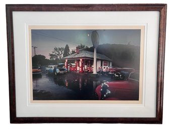 Framed Art Print Featuring A Vintage Texaco Gas Station With Classic