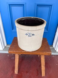 Antique Two-gallon Stoneware Crock With A Cobalt Blue '2' And Crown Design