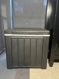 Indoor/Outdoor Resin Storage Cube With Lid – Black Wood-Look Finish