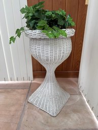 White Wicker Planter