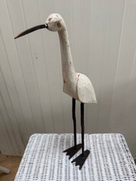 Nautical Hand Carved Bird With Metal Legs