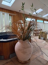 Large Floral Arrangement In Large Scalloped Top Vase