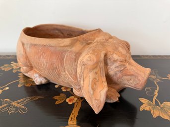 Terracotta Sleeping Pig  Planter
