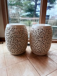 Hite Reticulated Ceramic Garden Stools