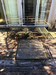 Vintage Wrought Iron Sofa And Foot Stool/table With Grapevine Motif