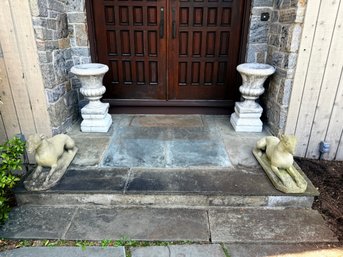 Set Of Decorative Reconstituted Stone Greyhound Dog Statues