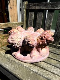 Vintage Italian-style Terracotta With Eight Lion Figures Arranged In A Circle