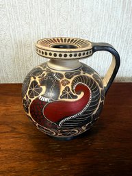 Handcrafted Ceramic Pitcher Styled After Ancient Corinthian Pottery