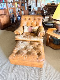 MCM Leather Chair With Ottoman