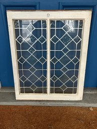 Vintage Window Is An Antique Leaded Glass Piece Featuring A Decorative Diamond Pattern