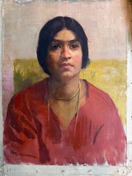 Woman Painting On Canvas