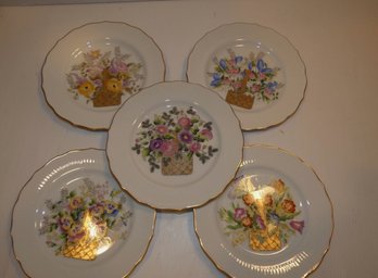 RFB Japan For Tastesetter Set 5 Plates, Multicolor Flowers/Basket