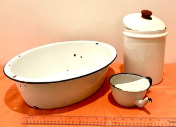 Vintage White Rare Enamelware Items