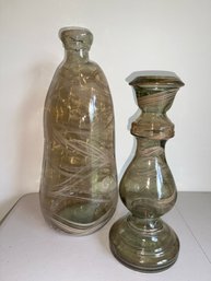 Set Of 2 Recycle Hand Made Glass