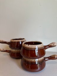 Vintage 70s McCoy Brown Drip Glazed Soup Bowls