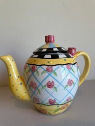 Mary Engelbreit Stripe And Flowers Teapot