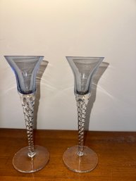 Set Of 2 Glass Candle Holders
