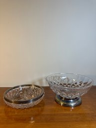 Crystal And Silver Plated Glass Candy Dishes