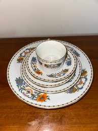 Limoges France Gold Trim & Floral Print Plate And Cup Set
