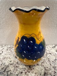Hand Painted Grape Design Vase