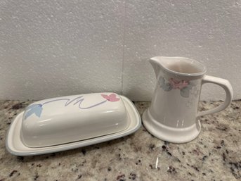 Pfaltzgraff Butter Dish And Creamer