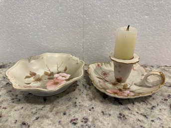 Pretty Floral Catchal And Candle Holder