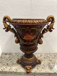 Ornate Rose Urn With Gold Accents