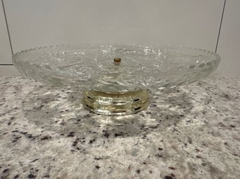 Pedestal Cut Glass Cake Plate